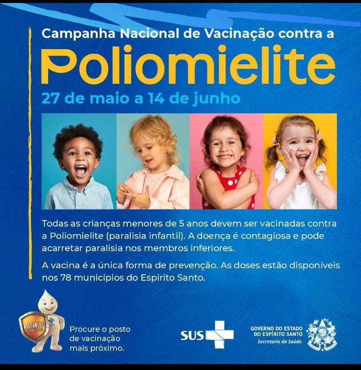 Vacinação contra poliomielite começa nesta segunda-feira (27):  veja como funciona e quando tomar