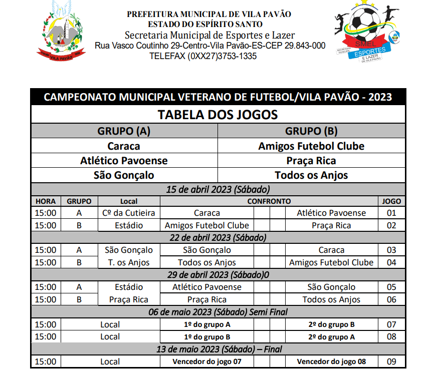 Guarani do Caraca e Amigos Futebol Clube vencem na primeira rodada do  Campeonato Municipal de Veteranos - PREFEITURA MUNICIPAL DE VILA PAVÃO - ES