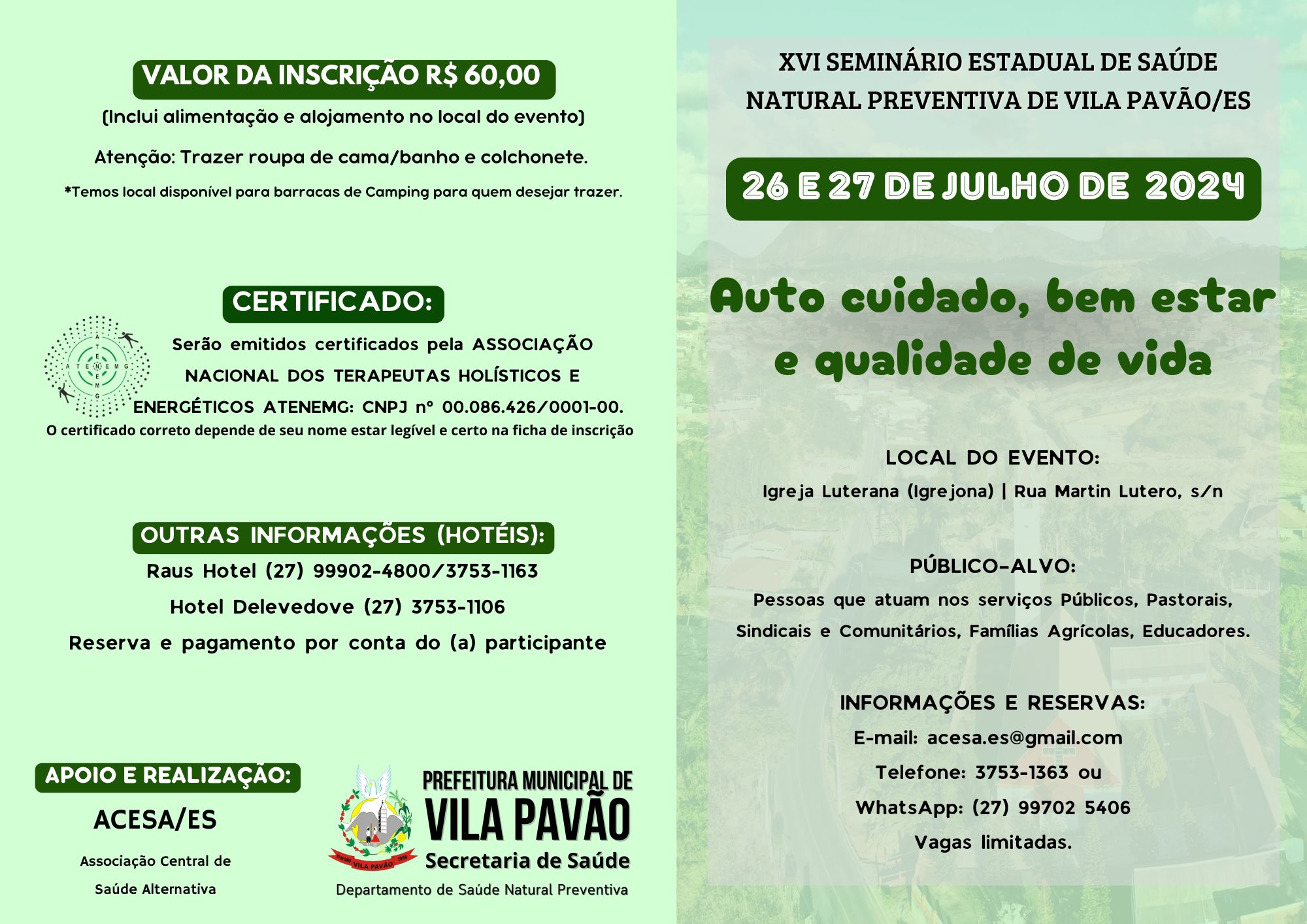 SEMINÁRIO DE SAÚDE NATURAL PREVENTIVA